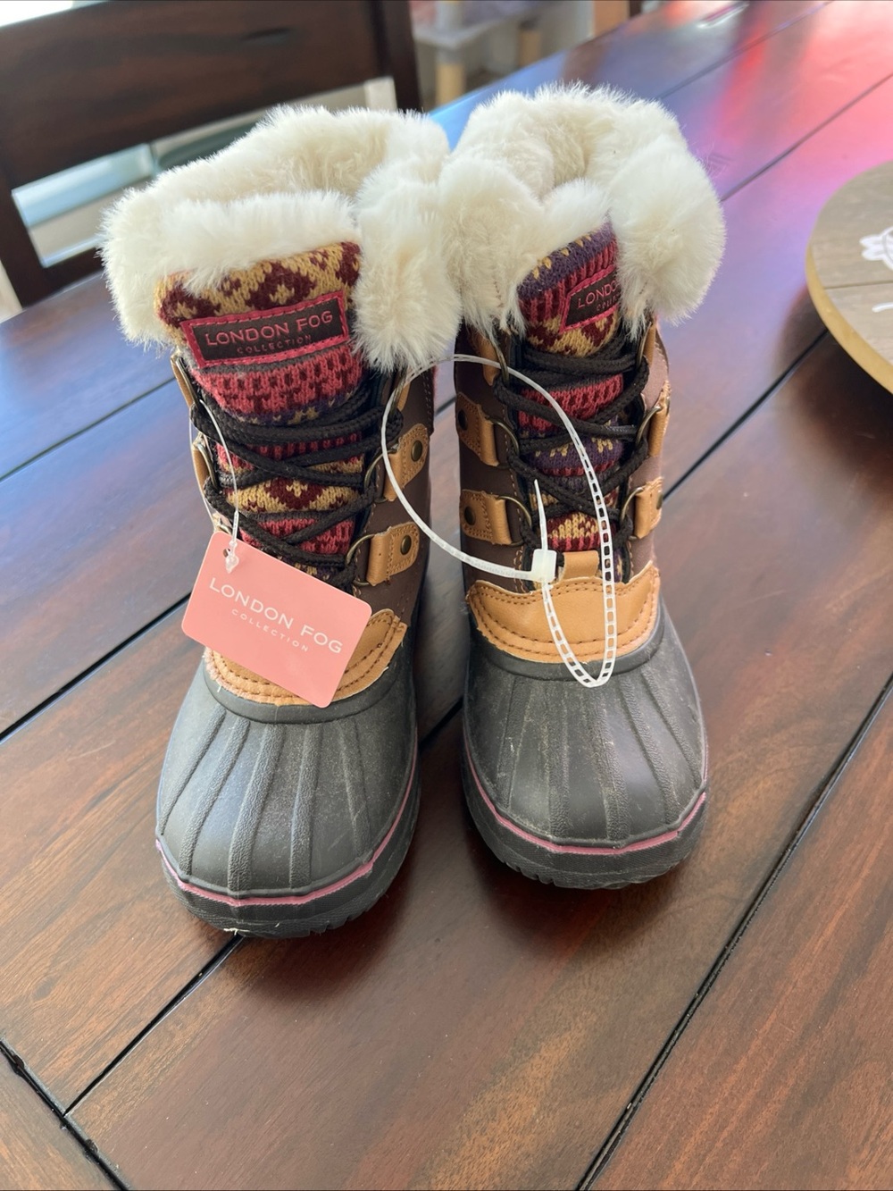 London Fog Kids Winter Boots in Black, Tan and Burgundy little girls 12